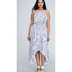 Size 22 3X ABSTRACT PRINT HALTER ASYMMETRICAL DRESS W/TIE + POCKETS Plus Size‎